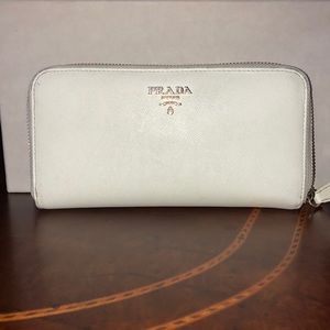 Authentic White Prada Wallet